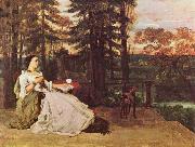 Courbet, Gustave Dame auf der Terrasse (Le dame de Francfort) oil painting on canvas
